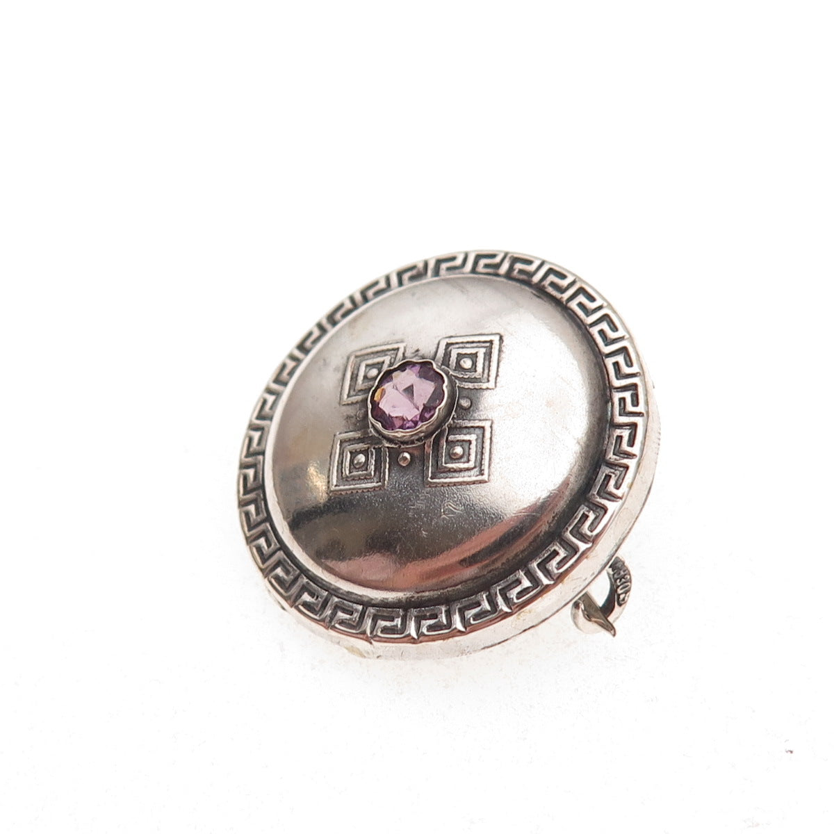 Bernhard Hertz 830S Silver Vintage Denmark Real Amethyst Oxidized Pin Brooch