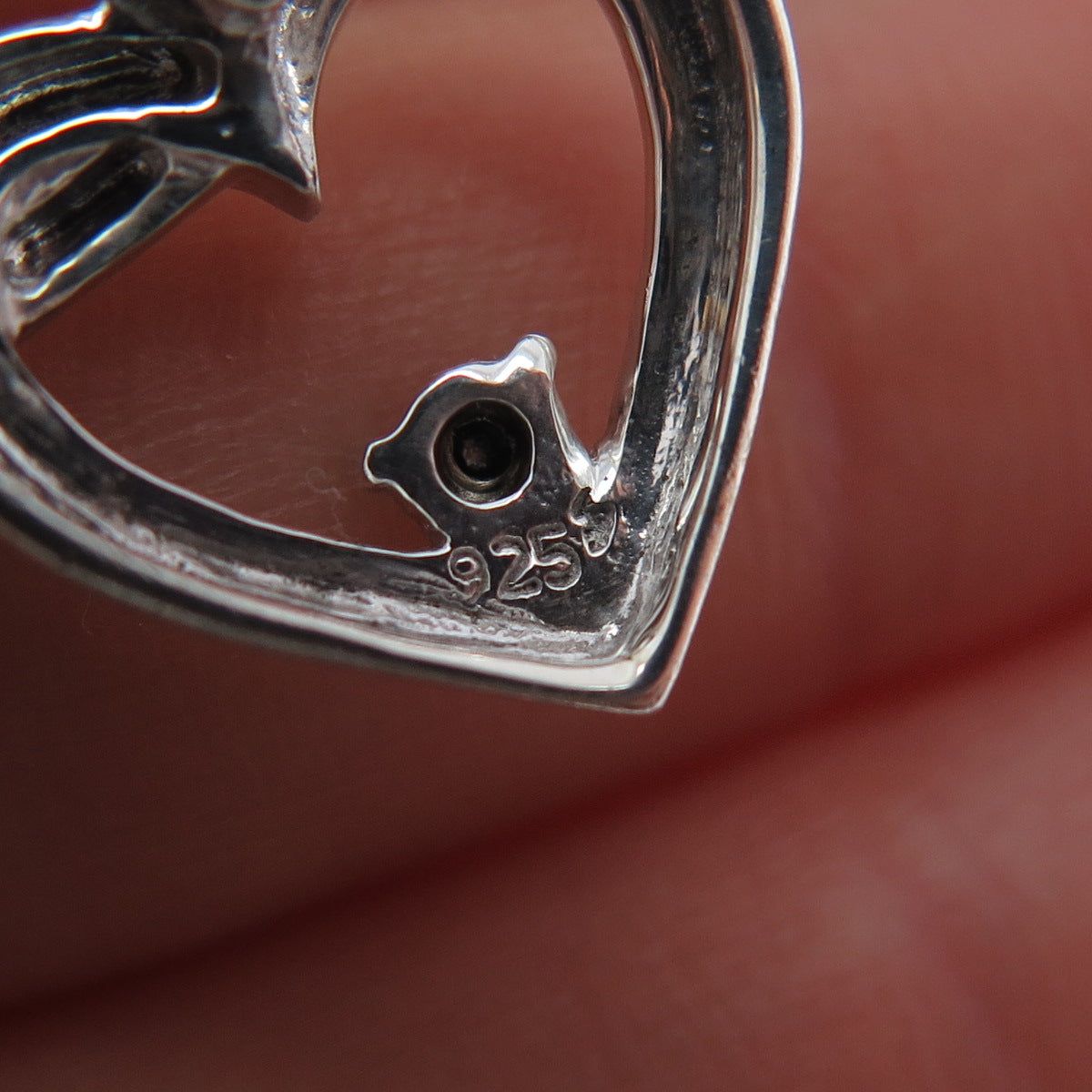 925 Sterling Silver Real Round-Cut Diamond Couple Heart Slide Charm Pendant