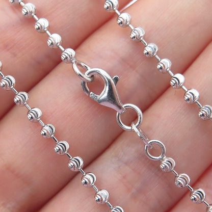 925 Sterling Silver Italy Diamond-Cut Ball Beaded Chain Necklace 36"