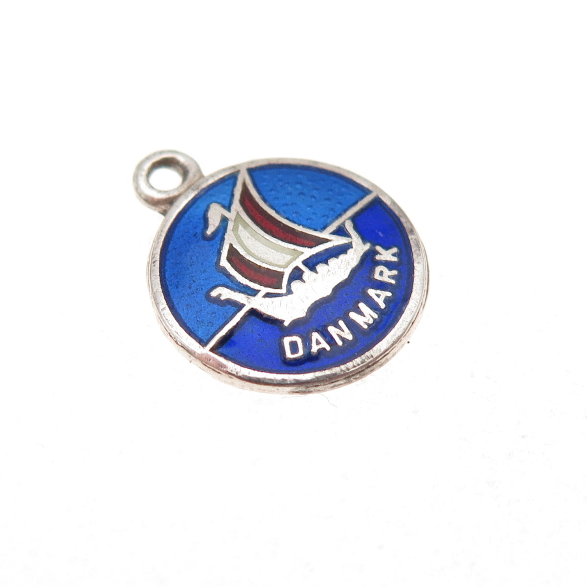 Viscandia Schomacker Sterling Silver Vintage Denmark Enamel Ship Charm Pendant