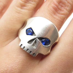 MJG MICHAEL JOHN GONNERING 925 Sterling Silver Vintage Spinel Skull Ring Size 10