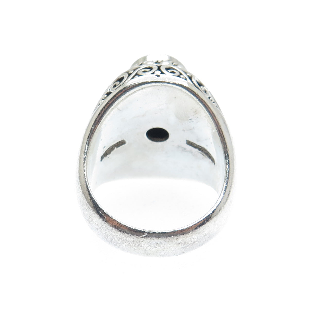 SUARTI BALI Sterling Silver Vintage Real MOP Granulated Oxidized Ring Size 10.25