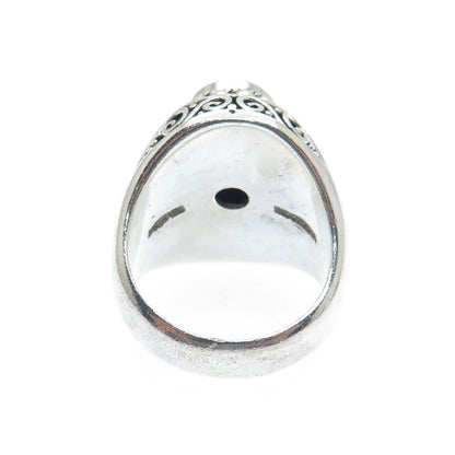 SUARTI BALI Sterling Silver Vintage Real MOP Granulated Oxidized Ring Size 10.25