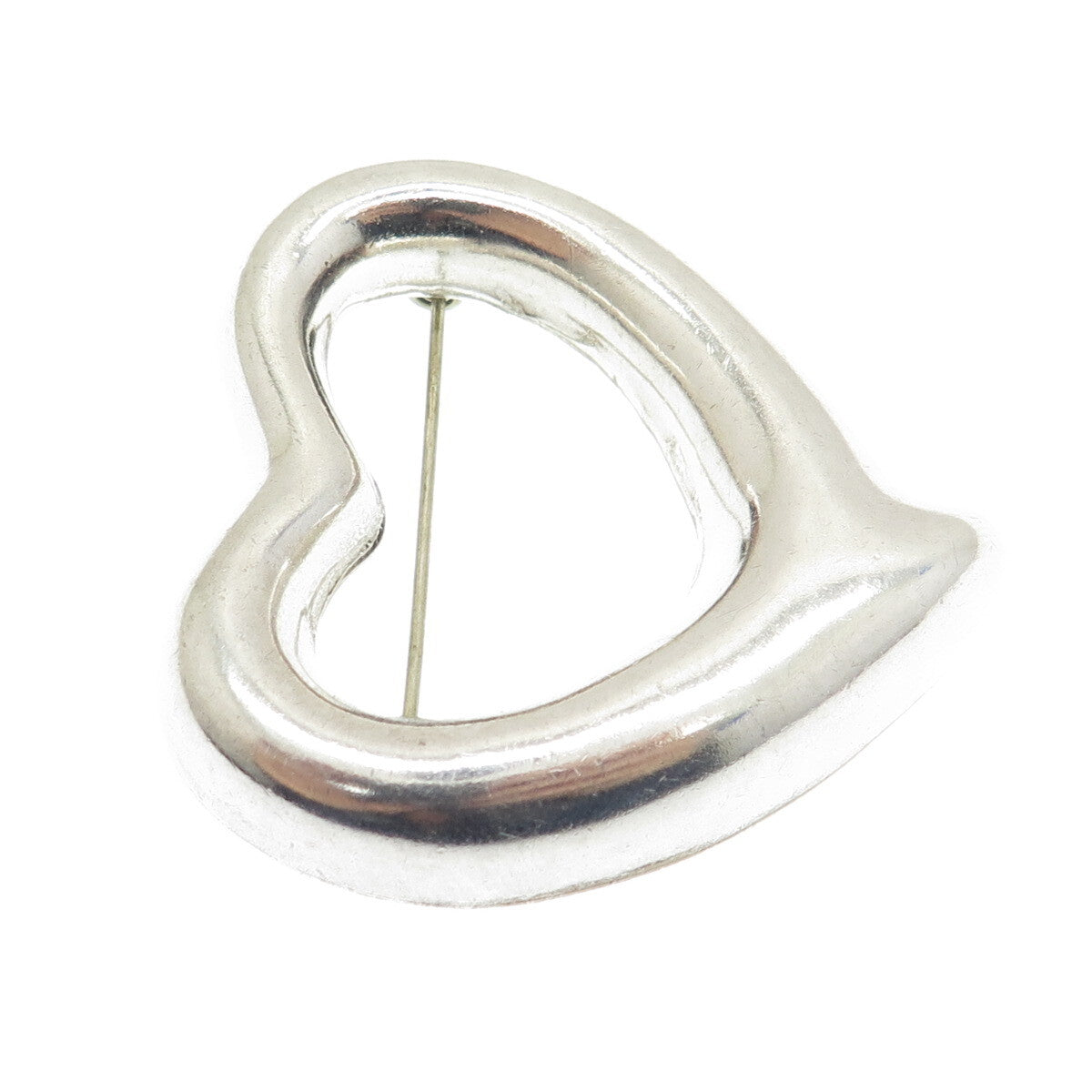 925 Sterling Silver Vintage Mexico Open Heart Pin Brooch