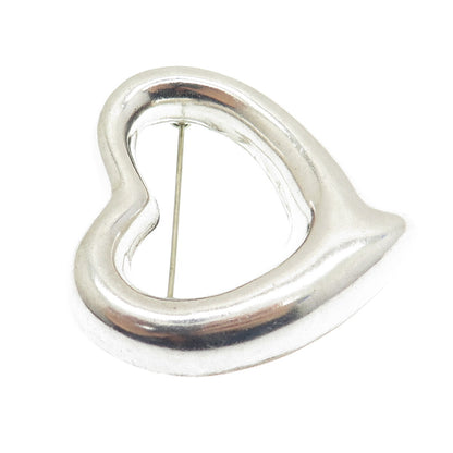 925 Sterling Silver Vintage Mexico Open Heart Pin Brooch