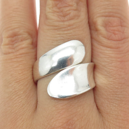 PLUS ONE 925 Sterling Silver Vintage Modernist Adjustable Ring Size 8.5