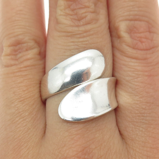 PLUS ONE 925 Sterling Silver Vintage Modernist Adjustable Ring Size 8.5