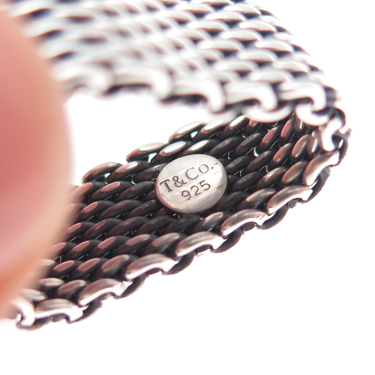 Tiffany & Co. 925 Sterling Silver Vintage Somerset Mesh Ring Size 8