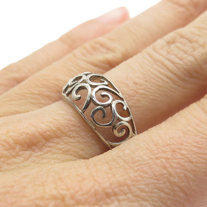 925 Sterling Silver Vintage Swirl Ring Size 8.25