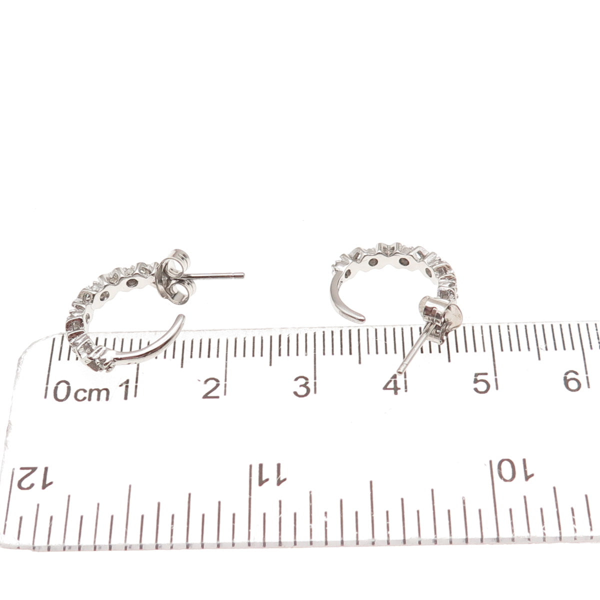 Charles Winston 925 Sterling Silver Real Round-Cut Diamond XO Hoop Earrings