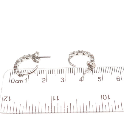 Charles Winston 925 Sterling Silver Real Round-Cut Diamond XO Hoop Earrings