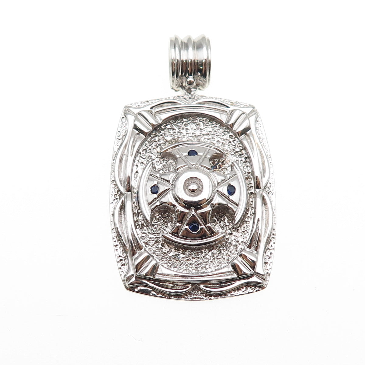 JOLUSA 925 Sterling Silver Real Round-Cut Sapphire Cross Pendant