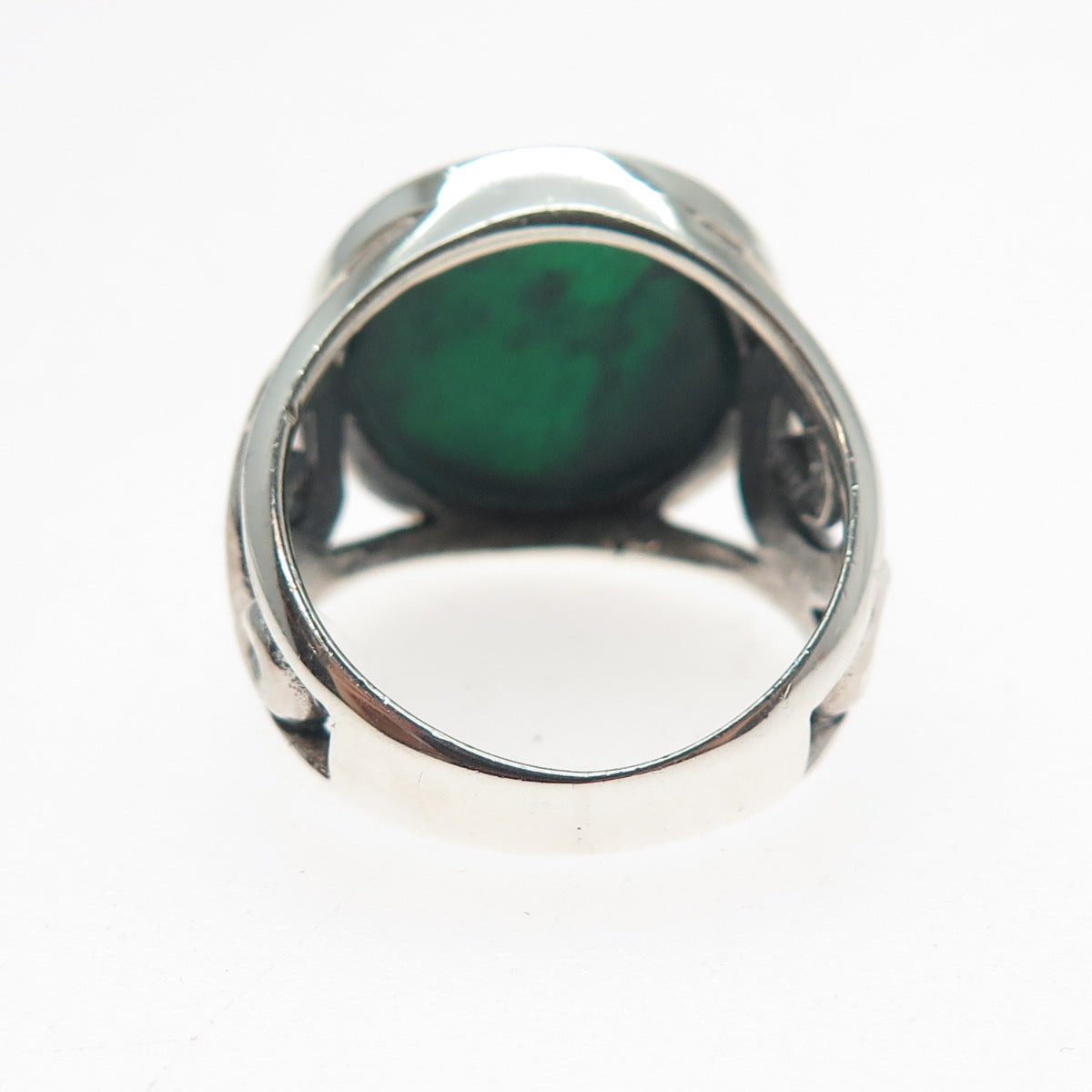 INDIGO 925 Sterling Silver Vintage Real Abalone Shell Spiral Ring Size 7