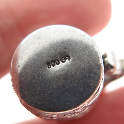800 Silver Antique Beer Stein Mountain Town Locket 3D Charm Pendant