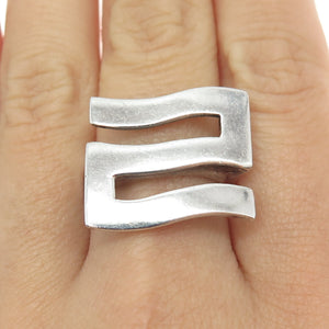 925 Sterling Silver Vintage Lucky Number "2" Modernist Ring Size 9.25