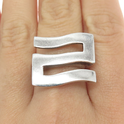 925 Sterling Silver Vintage Lucky Number "2" Modernist Ring Size 9.25