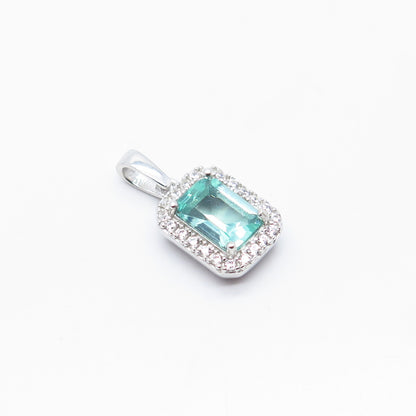 925 Sterling Silver White & Green C Z Pendant