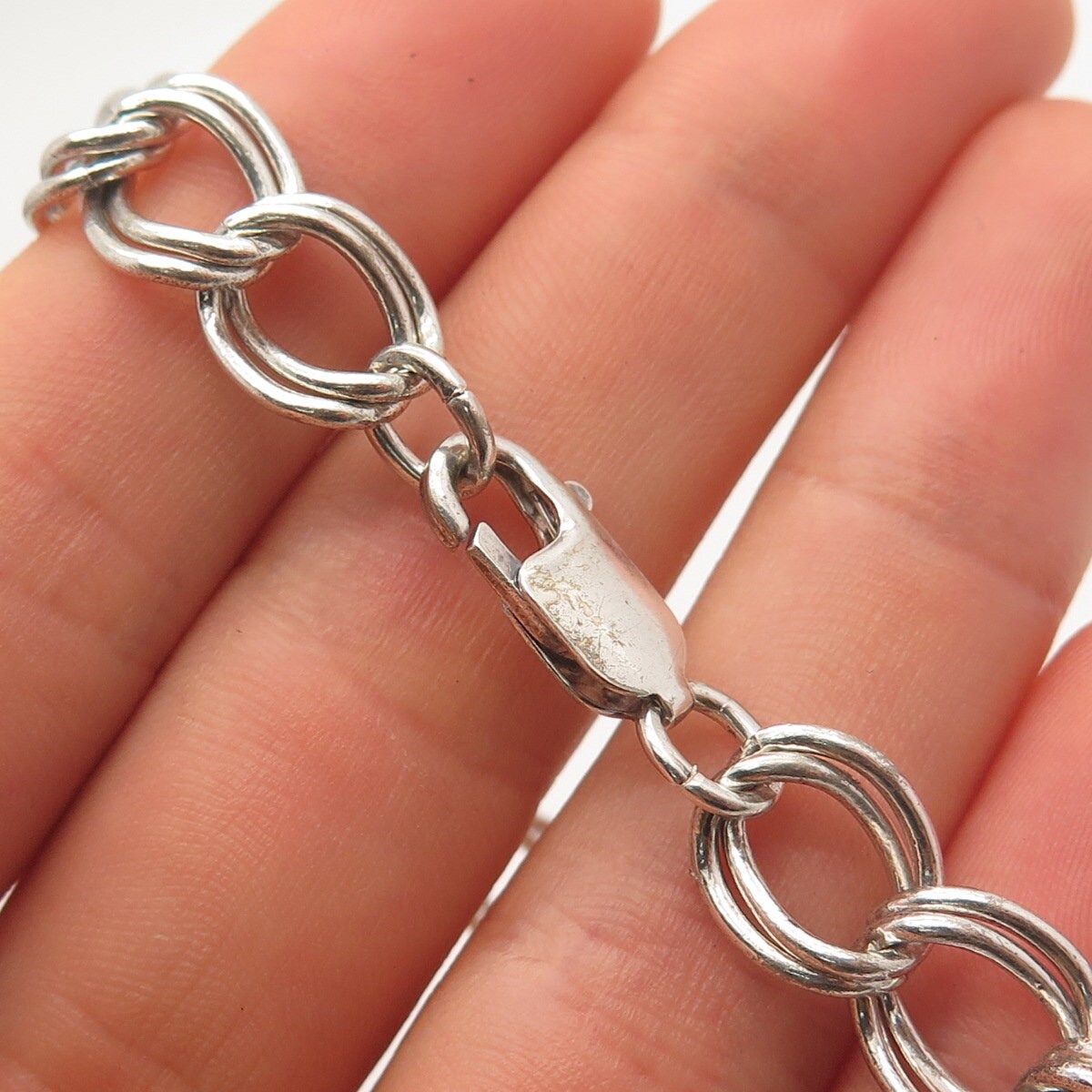 925 Sterling Silver Vintage Cable Link Bracelet 7.5"