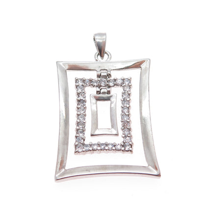 925 Sterling Silver Round-Cut C Z Modernist Multi-Frame Charm Pendant