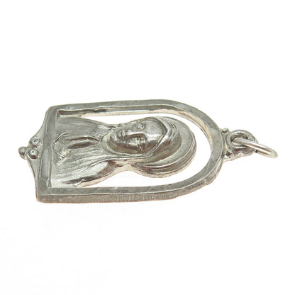 925 Sterling Silver Antique Art Deco St. Mary & Baby Jesus Religious Pendant