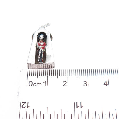 925 Sterling Silver Vintage Enamel Royal Guard 3D Charm Pendant