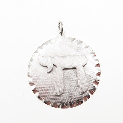 925 Sterling Silver Vintage Chai Judaica Charm Pendant
