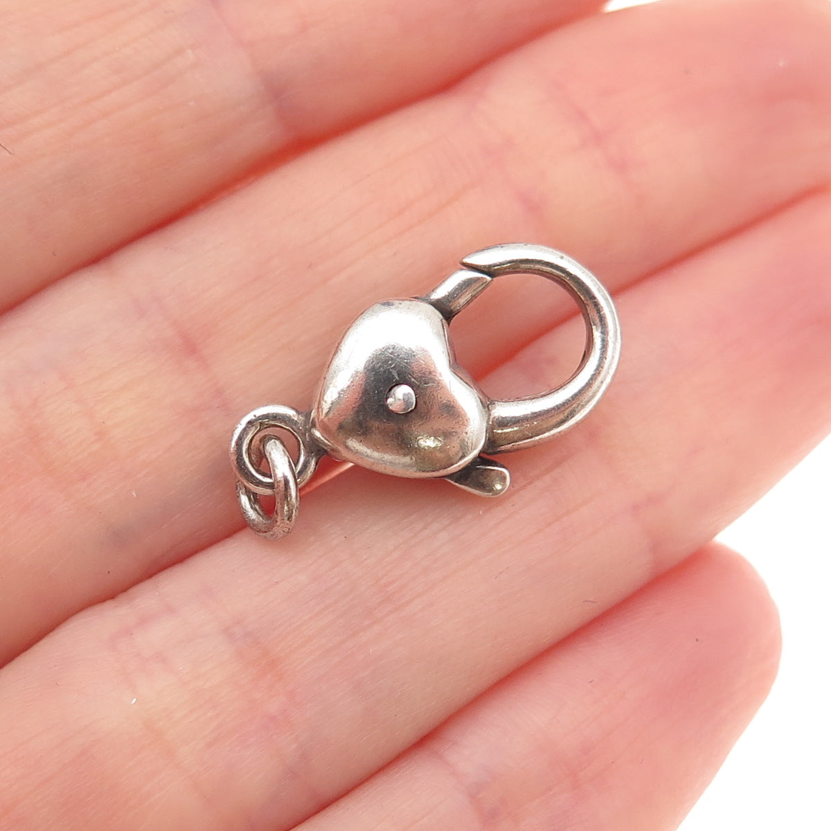 925 Sterling Silver Vintage C Z Bracelet / Necklace Heart Lobster Lock Clasp