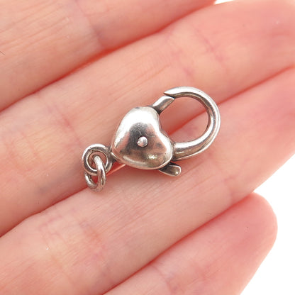 925 Sterling Silver Vintage C Z Bracelet / Necklace Heart Lobster Lock Clasp