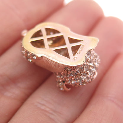 925 Sterling Silver Rose Gold Plated Real Amethyst & Topaz Pig 3D Charm Pendant