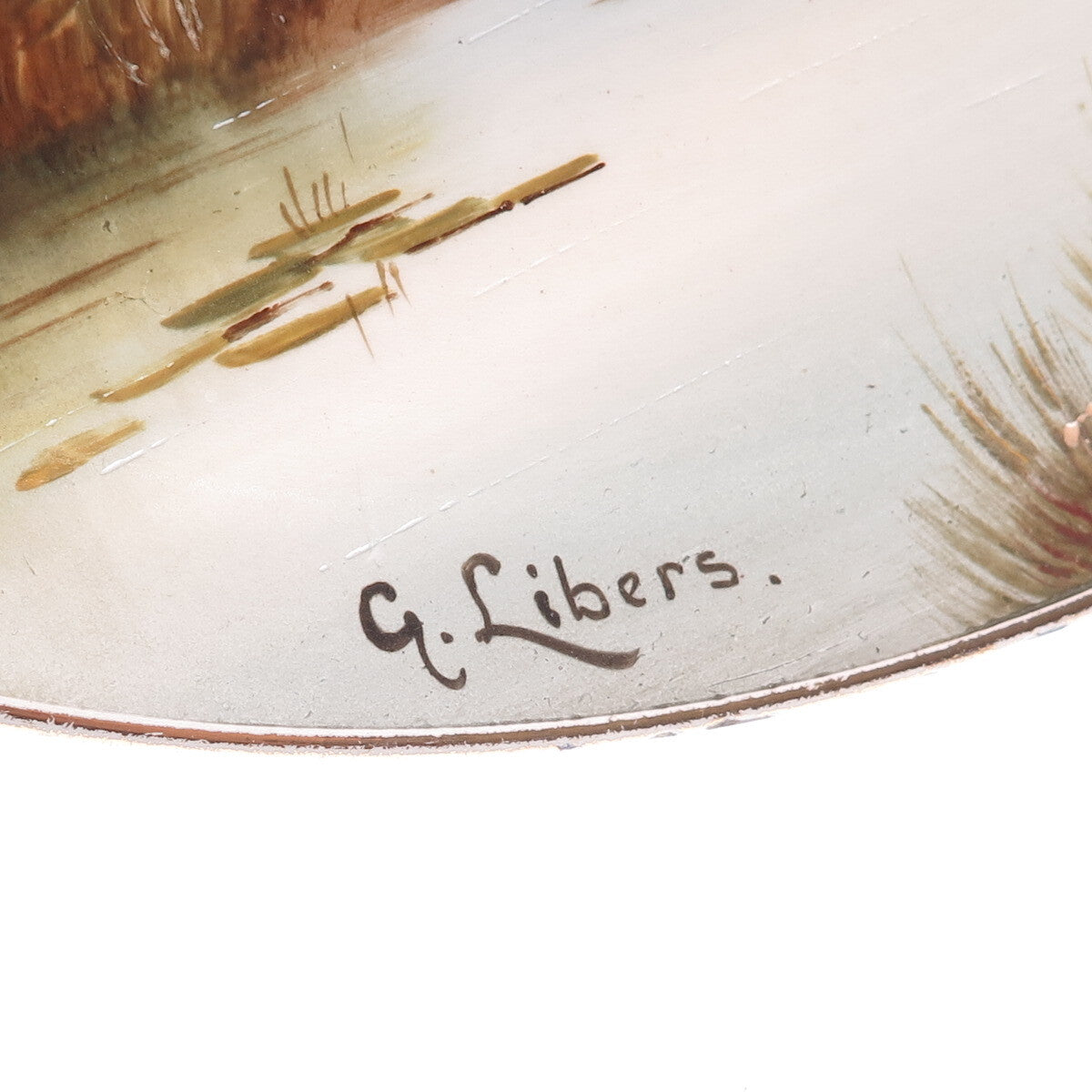 G. LIBERS Antique Porcelain Classical Landscape Scene Hand-Painted Plate #1411