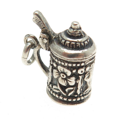 800 Silver Antique Art Deco Beer Stein Movable Pendant