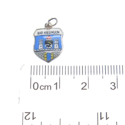 925 Sterling Silver Vintage Enamel Bad Kissingen Coat of Arms Mini Charm Pendant