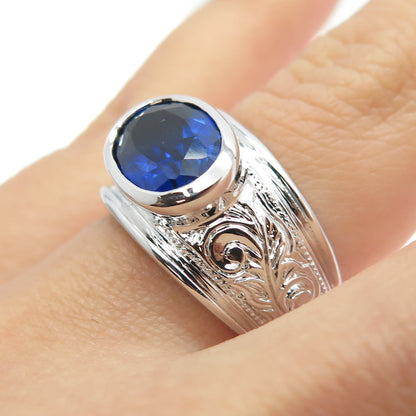 CHATEAU D'ARGENT 925 Sterling Silver Canada Lab-Created Sapphire Ring Size 6