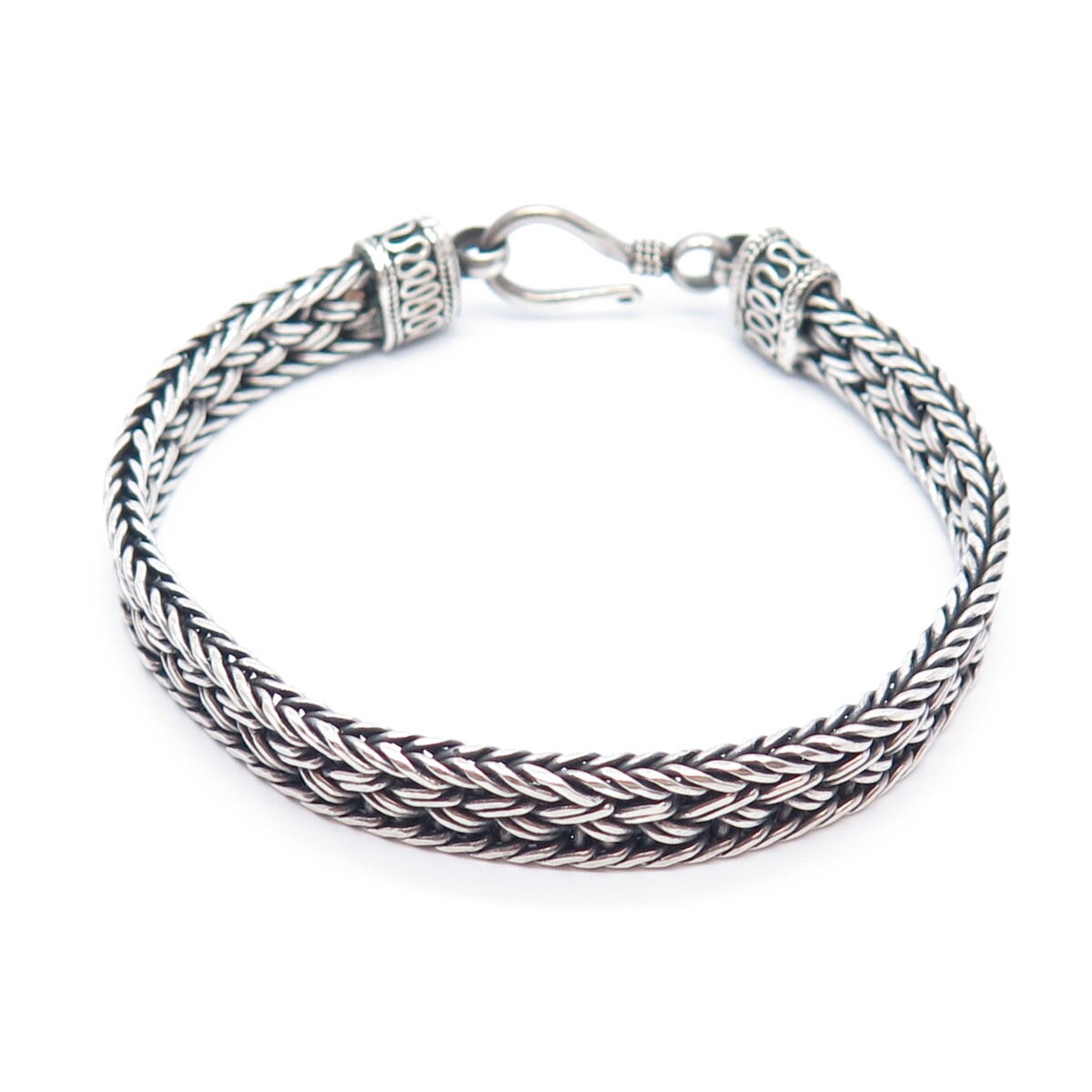 925 Sterling Silver Vintage Wheat Link Bracelet 7"