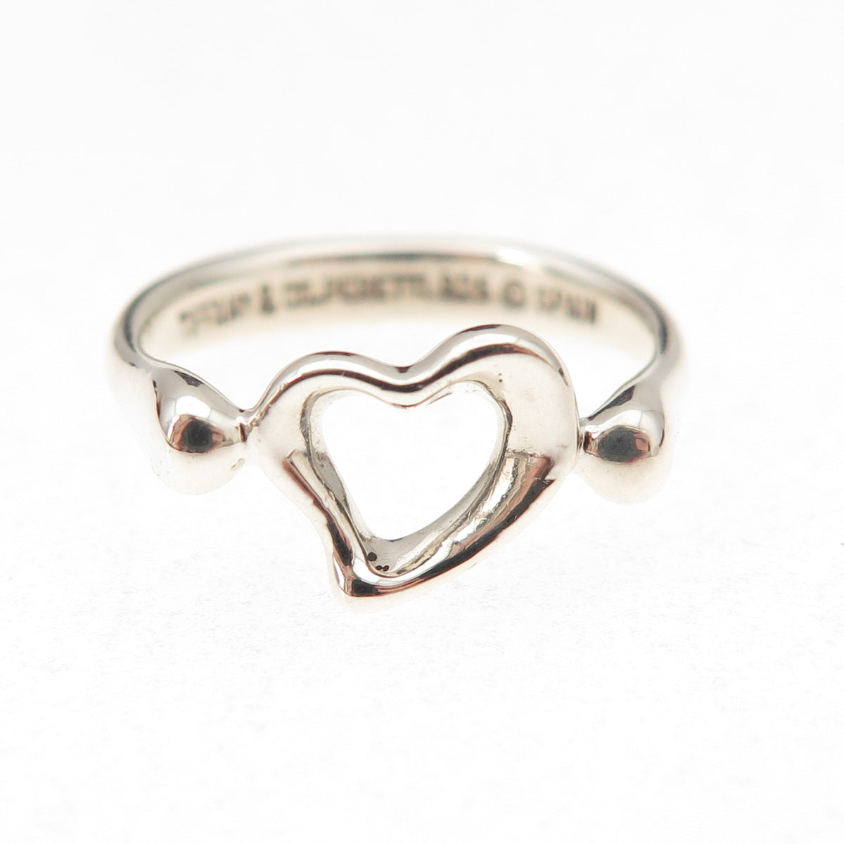 Tiffany & Co. Elsa Peretti 925 Sterling Silver Vintage Open Heart Ring Size 5