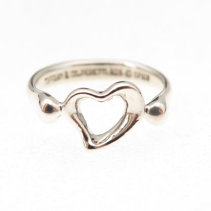 Tiffany & Co. Elsa Peretti 925 Sterling Silver Vintage Open Heart Ring Size 5