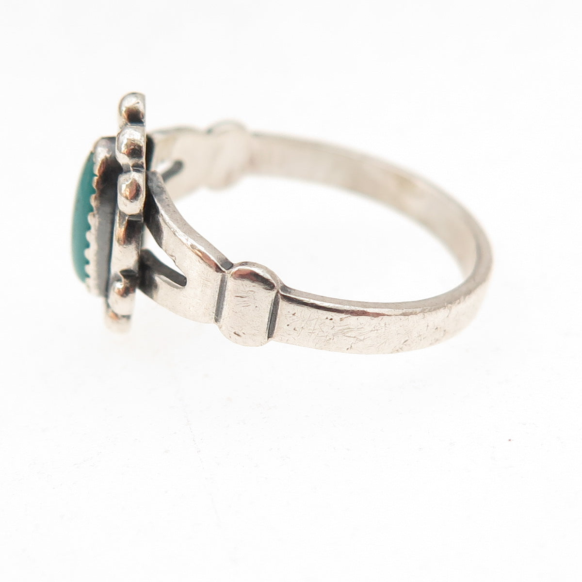 Bell Trading Post Old Pawn 925 Sterling Silver Vintage Turquoise Ring Size 4.75