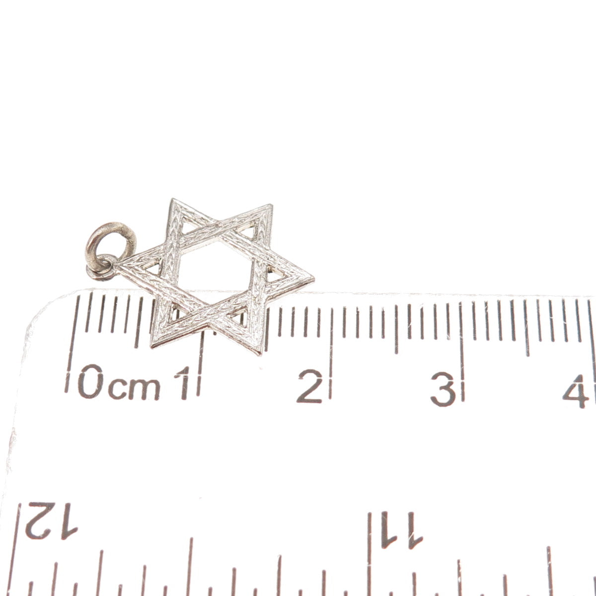 925 Sterling Silver Antique Art Deco Star of David Oxidized Charm Pendant