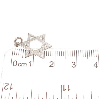 925 Sterling Silver Antique Art Deco Star of David Oxidized Charm Pendant