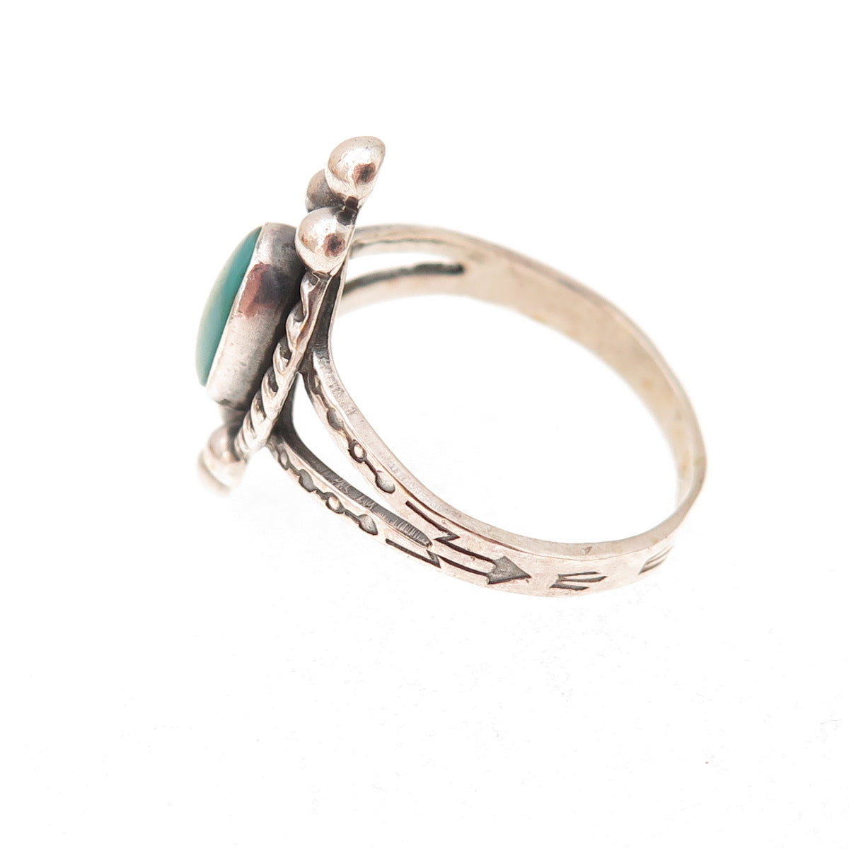 Old Pawn Sterling Silver Vintage Southwestern Turquoise Tribal Ring Size 6.25