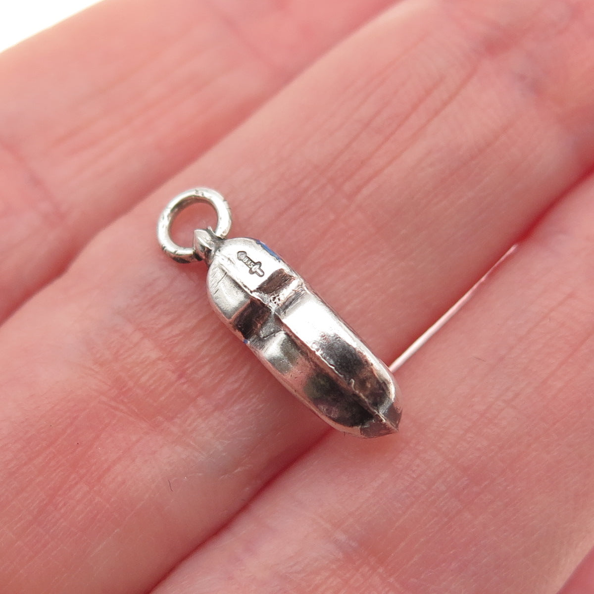 835 Silver Vintage Dutch Clog Oxidized 3D Mini Charm Pendant