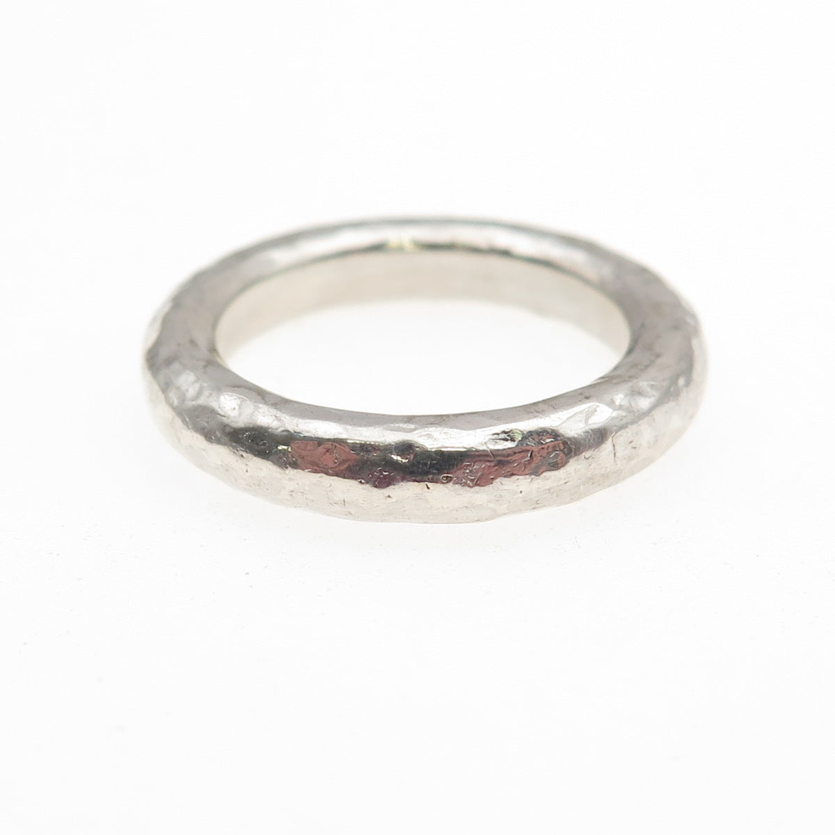 925 Sterling Silver Vintage Hammered Band Ring Size 7.25