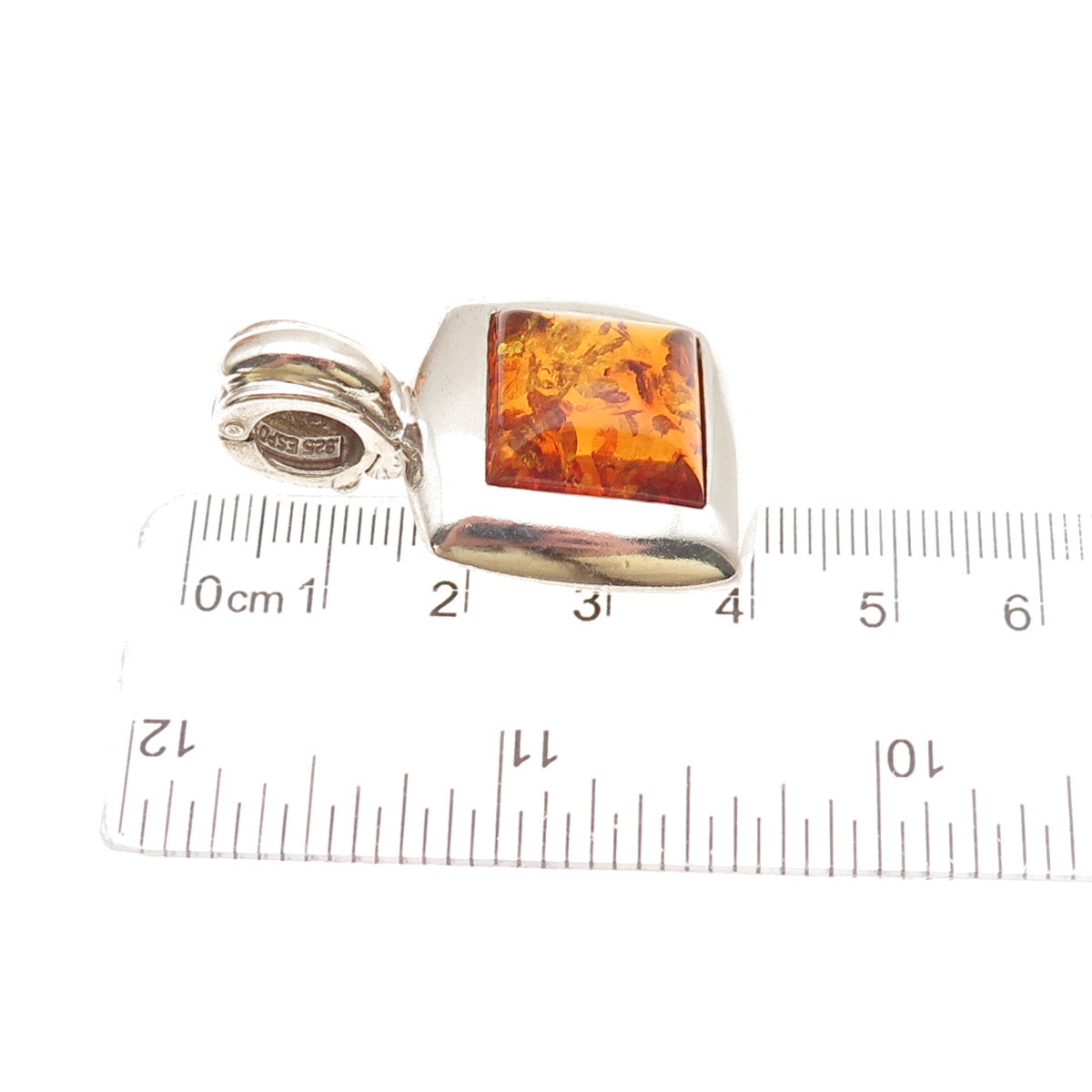 ESPO Joseph Esposito 925 Sterling Silver Vintage Real Amber Charm Pendant