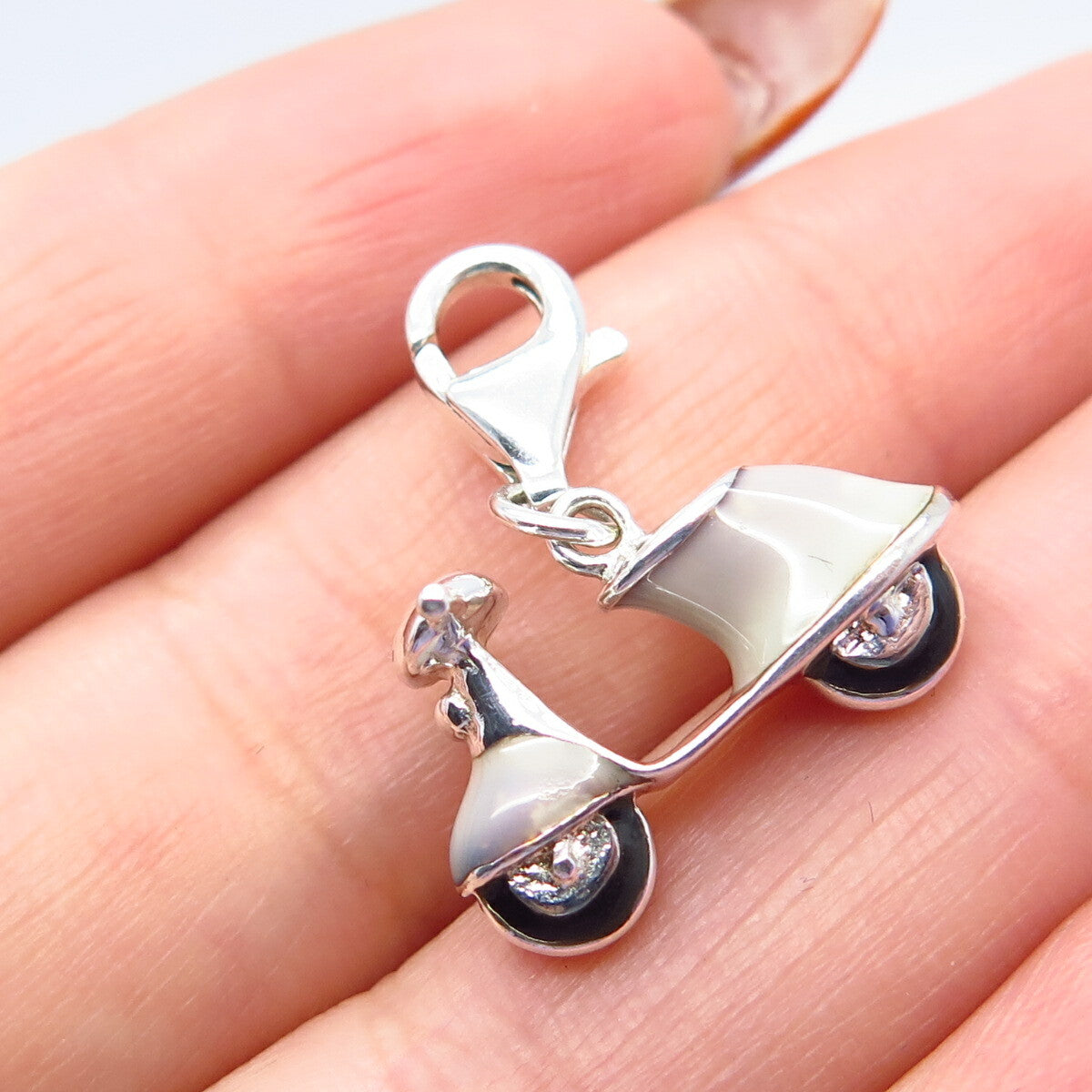 925 Sterling Silver Colorful Enamel Motorbike Pendant