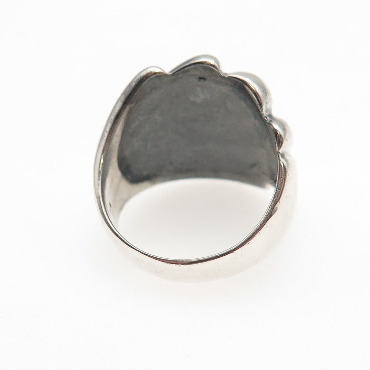 925 Sterling Silver Vintage Modernist Wing Oxidized Ring Size 7