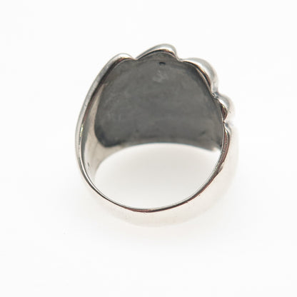 925 Sterling Silver Vintage Modernist Wing Oxidized Ring Size 7