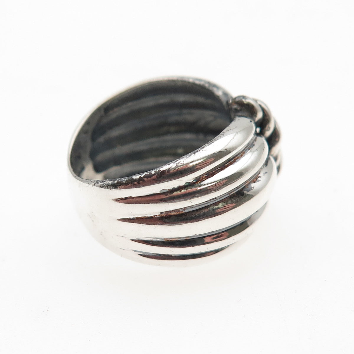Boma 925 Sterling Silver Vintage Modernist Bow Oxidized Ring Size 6.25