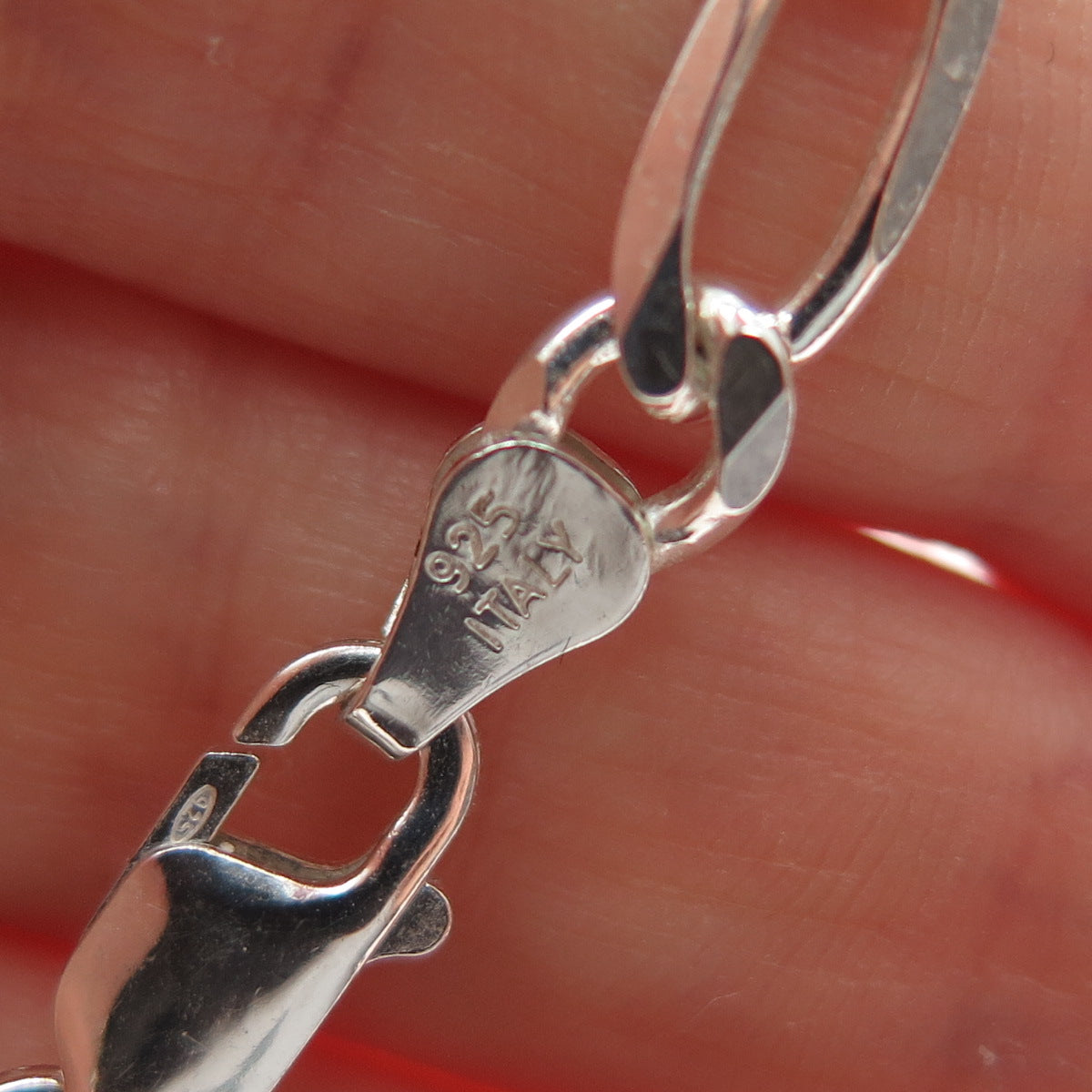 925 Sterling Silver Vintage Italy Figaro Chain Necklace 18"