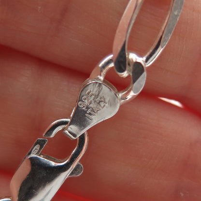 925 Sterling Silver Vintage Italy Figaro Chain Necklace 18"