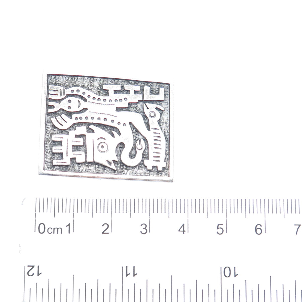 925 Sterling Silver Vintage Ecuador Tribal Symbol Oxidized Pin Pendant